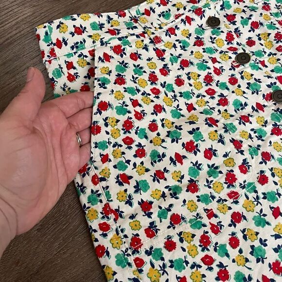 J. Crew Mercantile Floral Denim Stretch Button Front Skirt Size 4 EUC - Picture 3 of 10